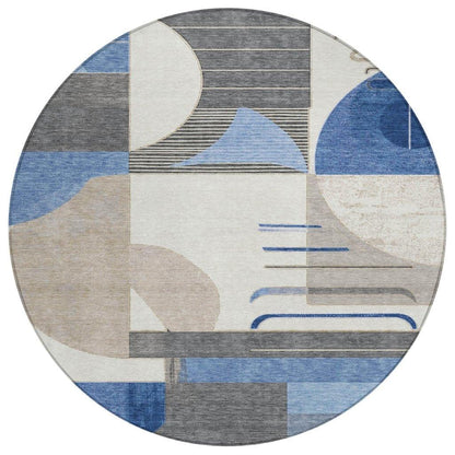 Daeira Blue Washable Indoor - Outdoor Rug - LOOMLAN - LOOMLAN Rugs - Outdoor Rugs