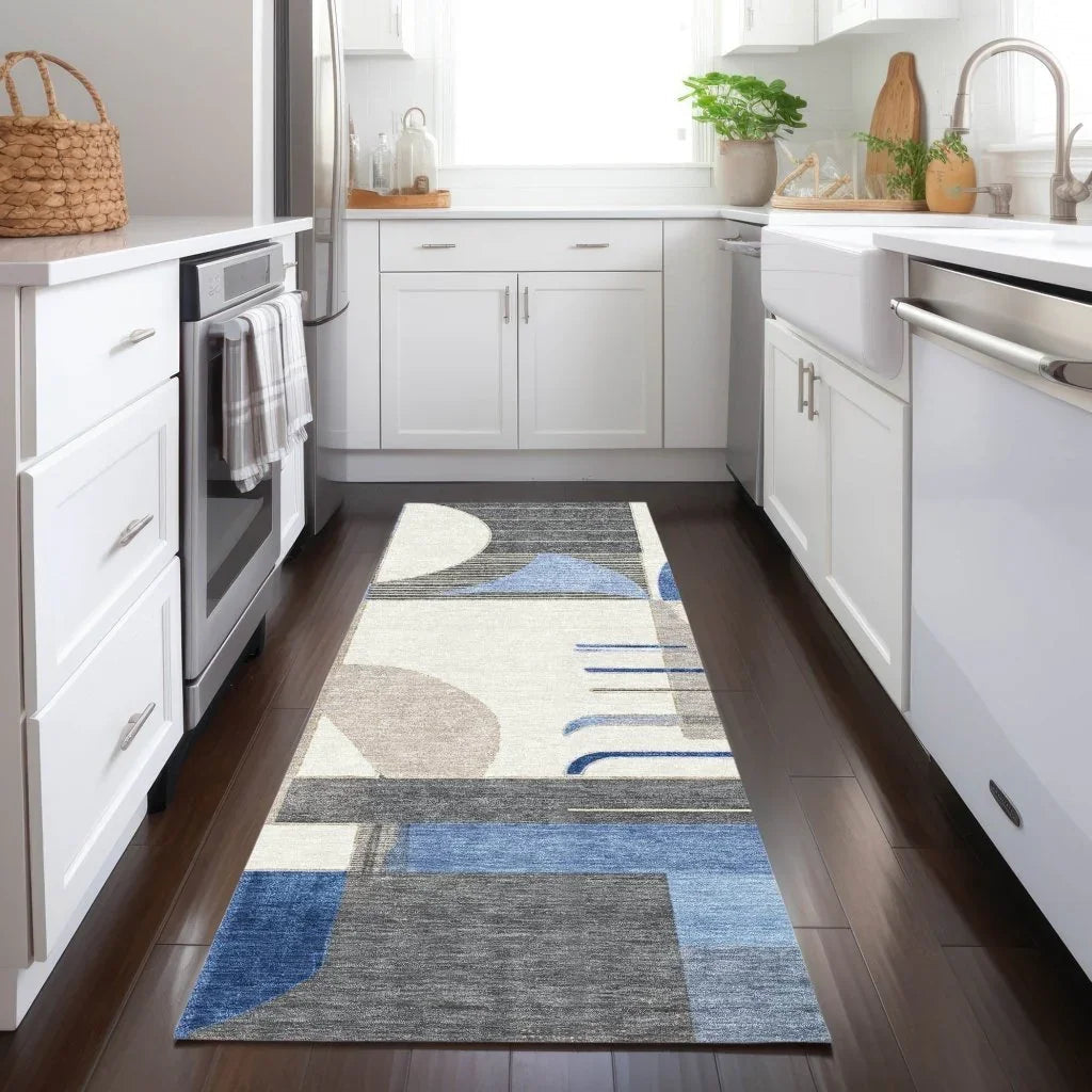 Daeira Blue Washable Indoor - Outdoor Rug - LOOMLAN - LOOMLAN Rugs - Outdoor Rugs