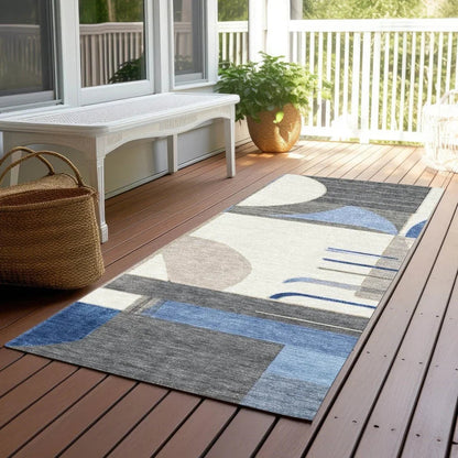 Daeira Blue Washable Indoor - Outdoor Rug - LOOMLAN - LOOMLAN Rugs - Outdoor Rugs