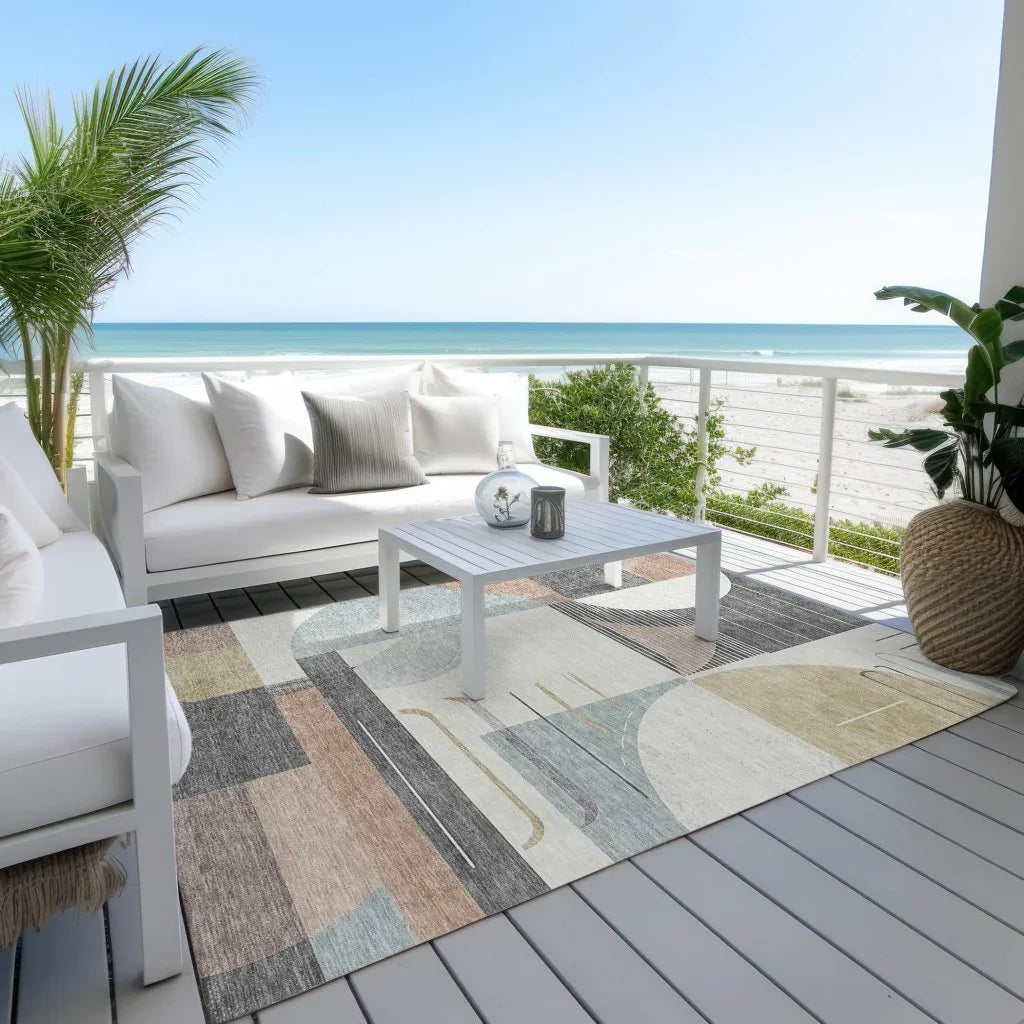 Daeira Orange Washable Indoor - Outdoor Rug - LOOMLAN - LOOMLAN Rugs - Outdoor Rugs