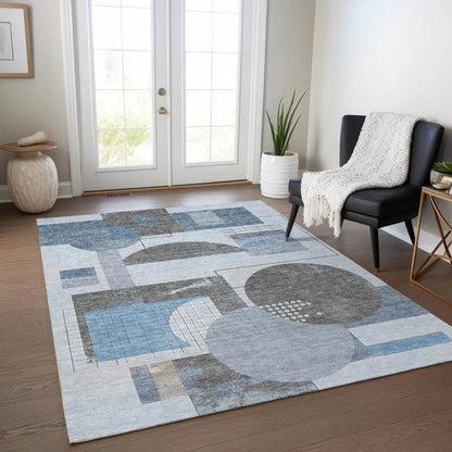 Daeon Blue Washable Indoor - Outdoor Rug - LOOMLAN - LOOMLAN Rugs - Outdoor Rugs