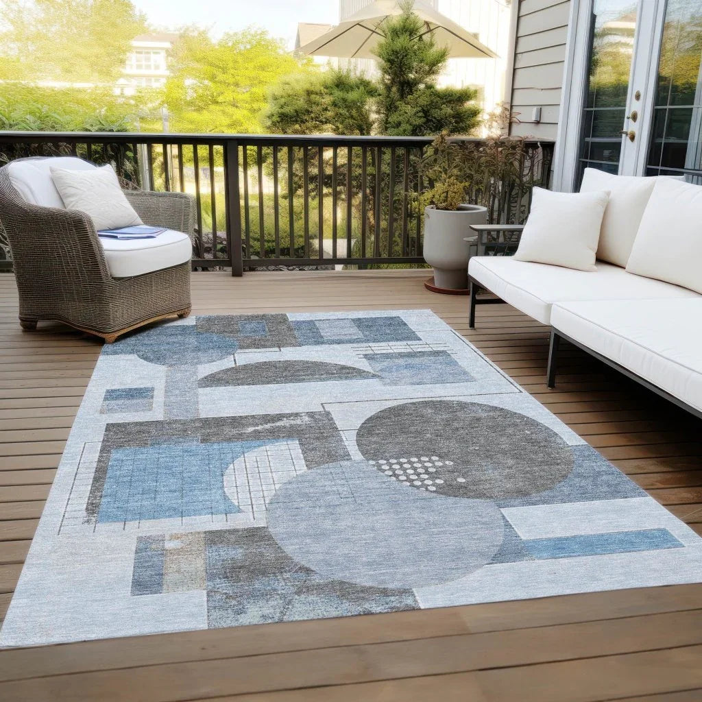 Daeon Blue Washable Indoor - Outdoor Rug - LOOMLAN - LOOMLAN Rugs - Outdoor Rugs