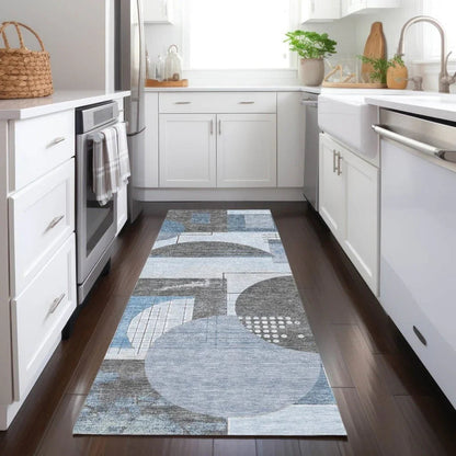 Daeon Blue Washable Indoor - Outdoor Rug - LOOMLAN - LOOMLAN Rugs - Outdoor Rugs