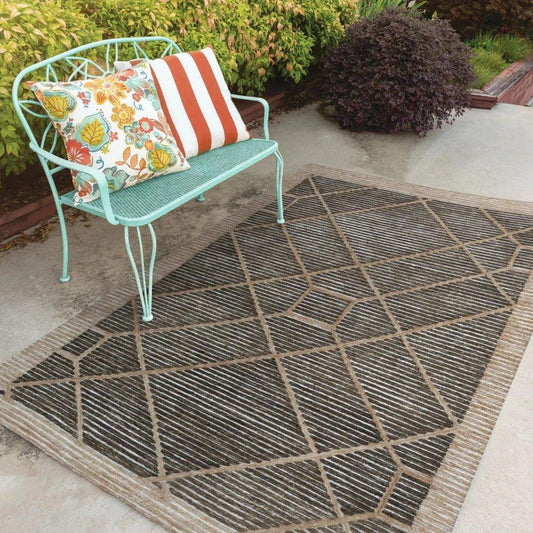 Dagh 5x7 Indoor Outdoor Brown Patio Rug-Outdoor Rugs-LOOMLAN-LOOMLAN