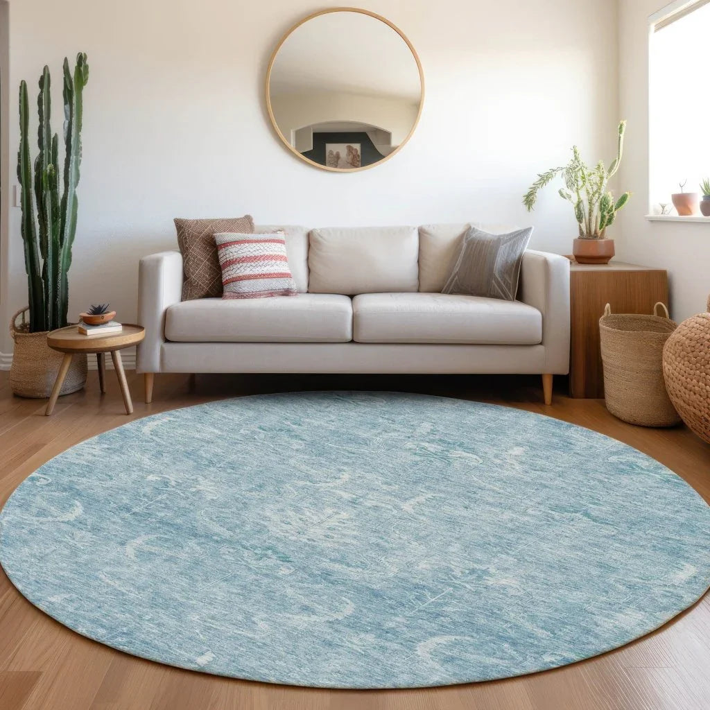 Dahana Blue Washable Indoor-Outdoor Rug-Outdoor Rugs-LOOMLAN Rugs-LOOMLAN