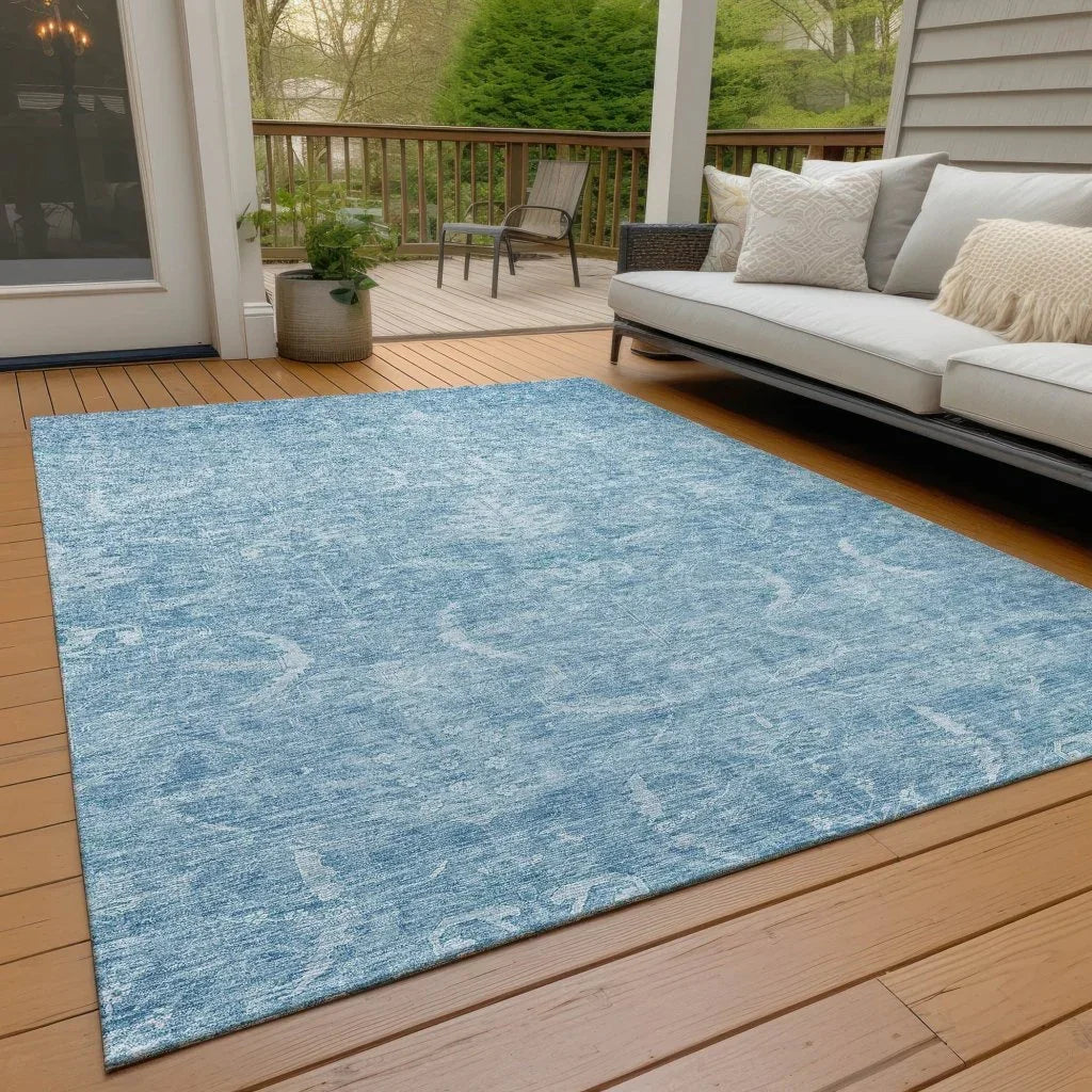 Dahana Blue Washable Indoor-Outdoor Rug-Outdoor Rugs-LOOMLAN Rugs-LOOMLAN