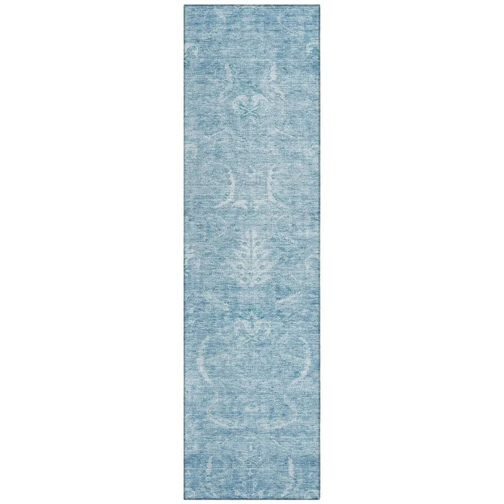 Dahana Blue Washable Indoor-Outdoor Rug-Outdoor Rugs-LOOMLAN Rugs-2'3" x 7'6"-LOOMLAN