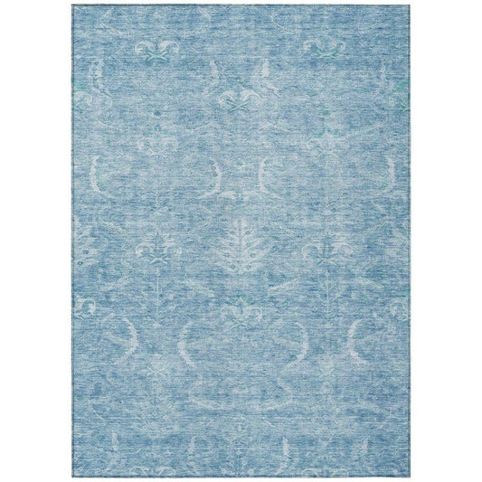 Dahana Blue Washable Indoor-Outdoor Rug-Outdoor Rugs-LOOMLAN Rugs-2'6" x 3'10"-LOOMLAN
