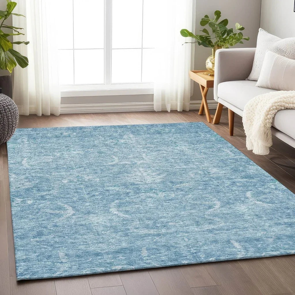 Dahana Blue Washable Indoor-Outdoor Rug-Outdoor Rugs-LOOMLAN Rugs-LOOMLAN