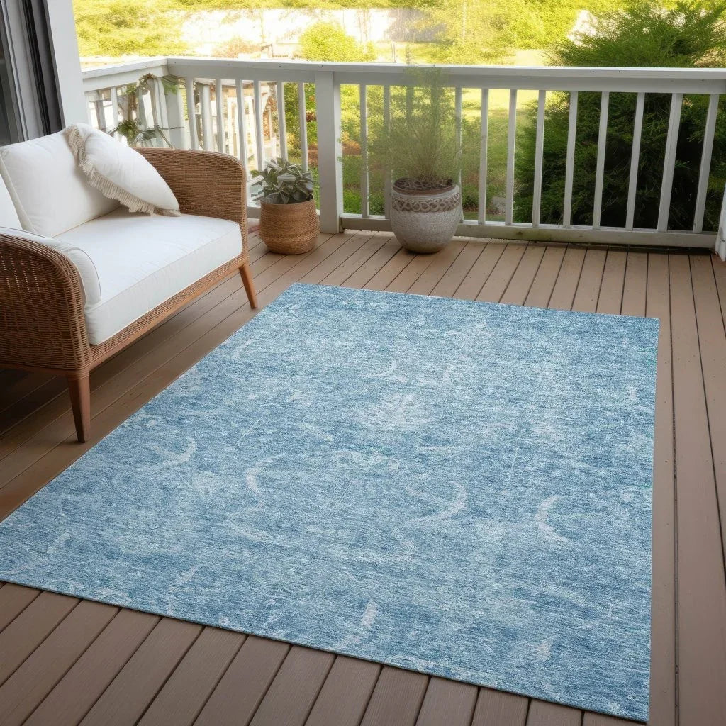 Dahana Blue Washable Indoor-Outdoor Rug-Outdoor Rugs-LOOMLAN Rugs-LOOMLAN