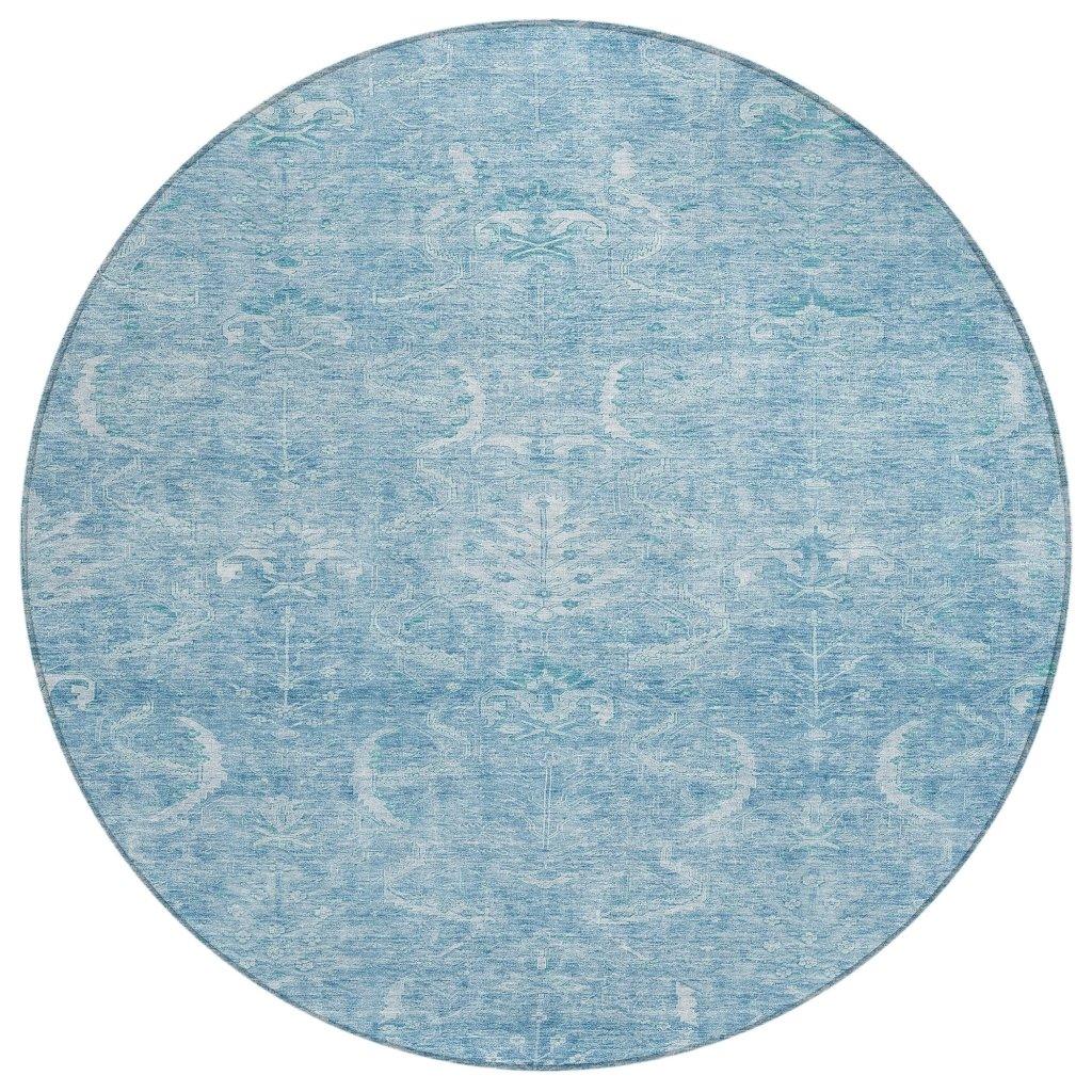 Dahana Blue Washable Indoor-Outdoor Rug-Outdoor Rugs-LOOMLAN Rugs-8' x 8'-LOOMLAN