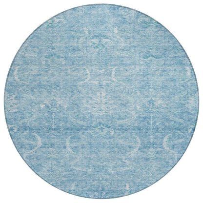 Dahana Blue Washable Indoor-Outdoor Rug-Outdoor Rugs-LOOMLAN Rugs-8' x 8'-LOOMLAN