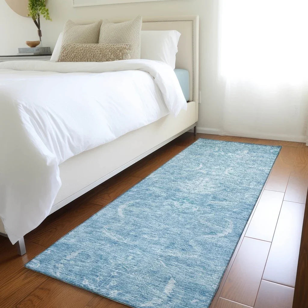 Dahana Blue Washable Indoor-Outdoor Rug-Outdoor Rugs-LOOMLAN Rugs-LOOMLAN