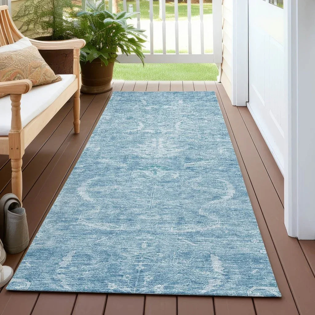 Dahana Blue Washable Indoor-Outdoor Rug-Outdoor Rugs-LOOMLAN Rugs-LOOMLAN
