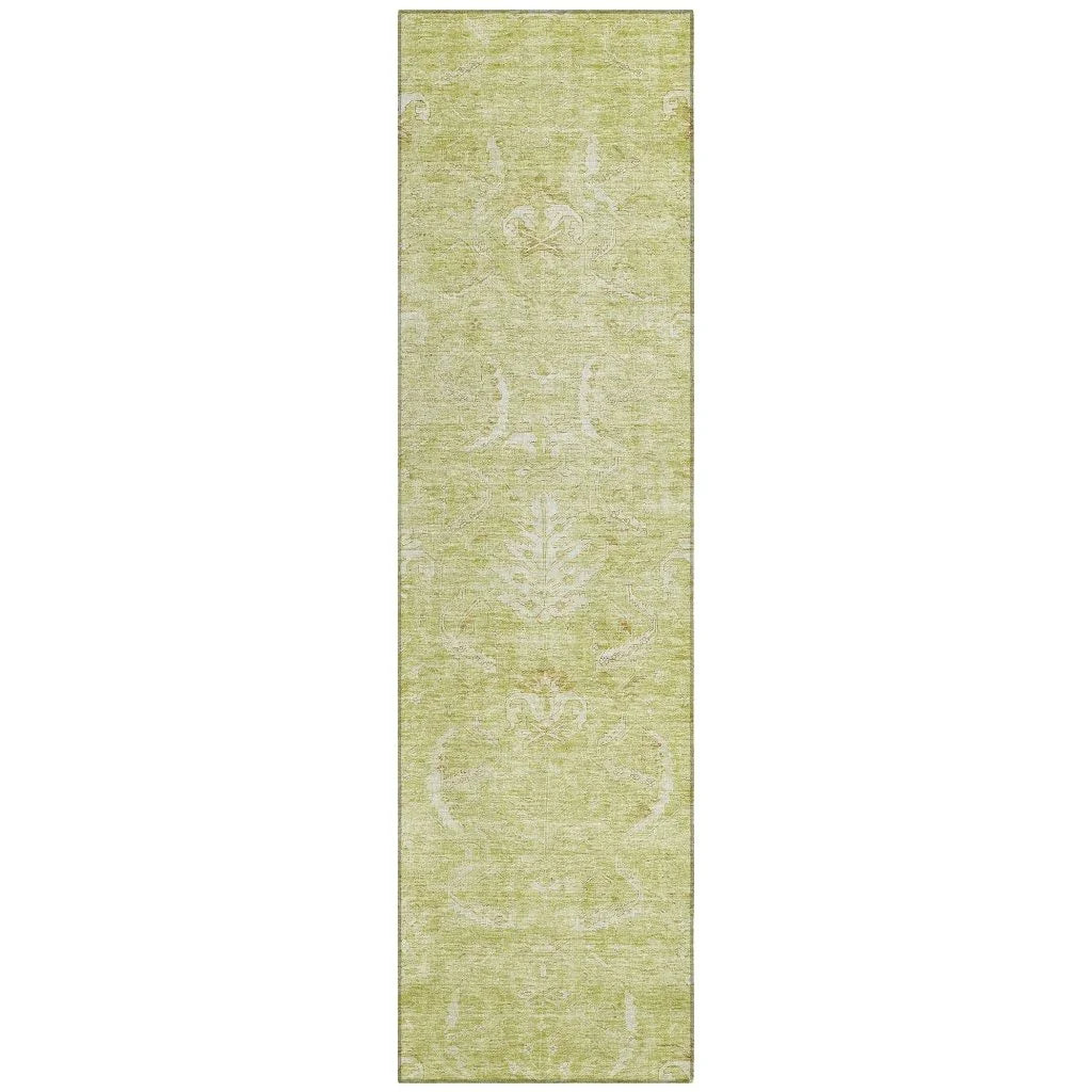 Dahana Green Washable Indoor-Outdoor Rug-Outdoor Rugs-LOOMLAN Rugs-2'3" x 7'6"-LOOMLAN