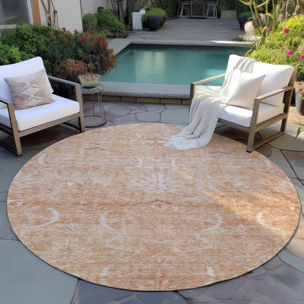 Dahana Orange Washable Indoor-Outdoor Rug-Outdoor Rugs-LOOMLAN Rugs-LOOMLAN
