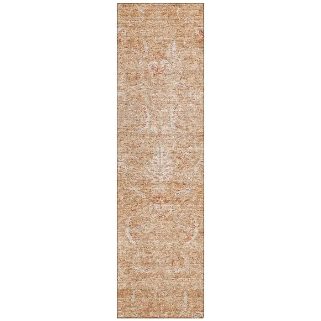 Dahana Orange Washable Indoor-Outdoor Rug-Outdoor Rugs-LOOMLAN Rugs-2'3" x 7'6"-LOOMLAN