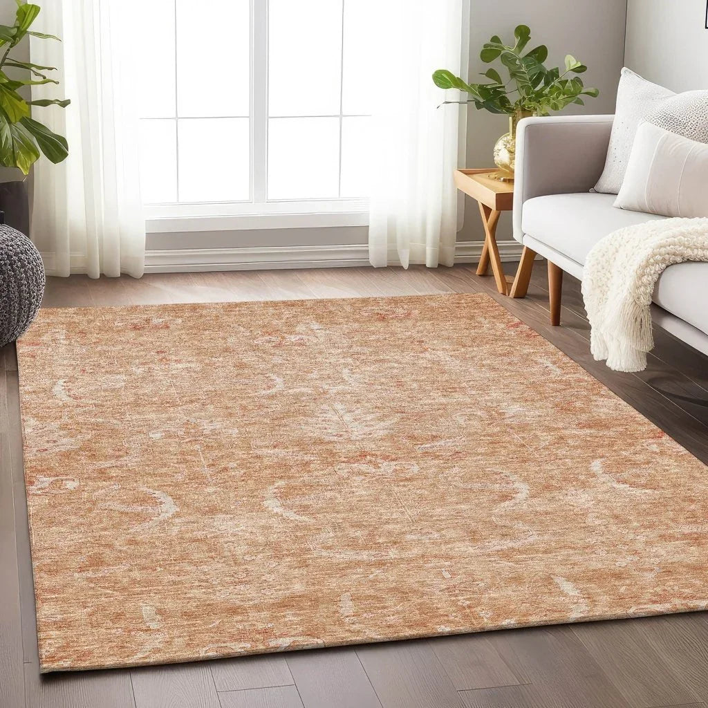 Dahana Orange Washable Indoor-Outdoor Rug-Outdoor Rugs-LOOMLAN Rugs-LOOMLAN