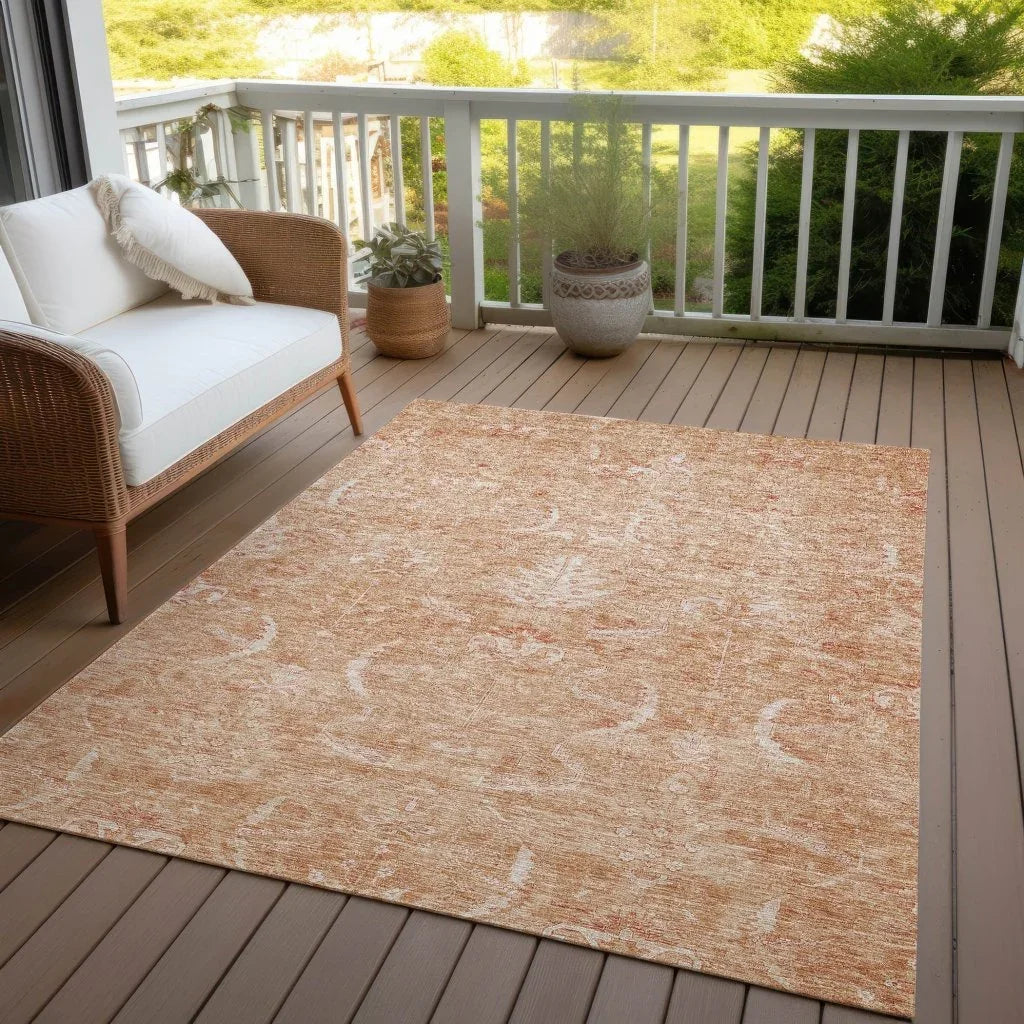 Dahana Orange Washable Indoor-Outdoor Rug-Outdoor Rugs-LOOMLAN Rugs-LOOMLAN