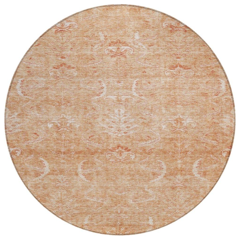 Dahana Orange Washable Indoor-Outdoor Rug-Outdoor Rugs-LOOMLAN Rugs-8' x 8'-LOOMLAN
