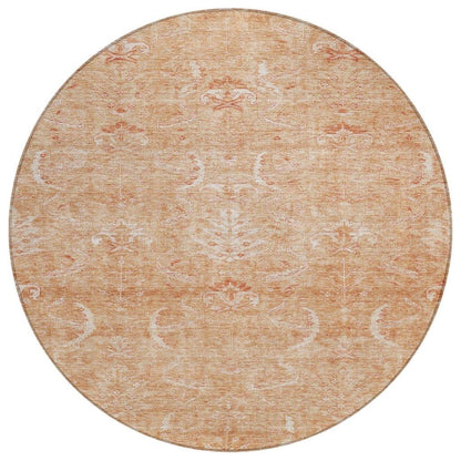 Dahana Orange Washable Indoor-Outdoor Rug-Outdoor Rugs-LOOMLAN Rugs-8' x 8'-LOOMLAN