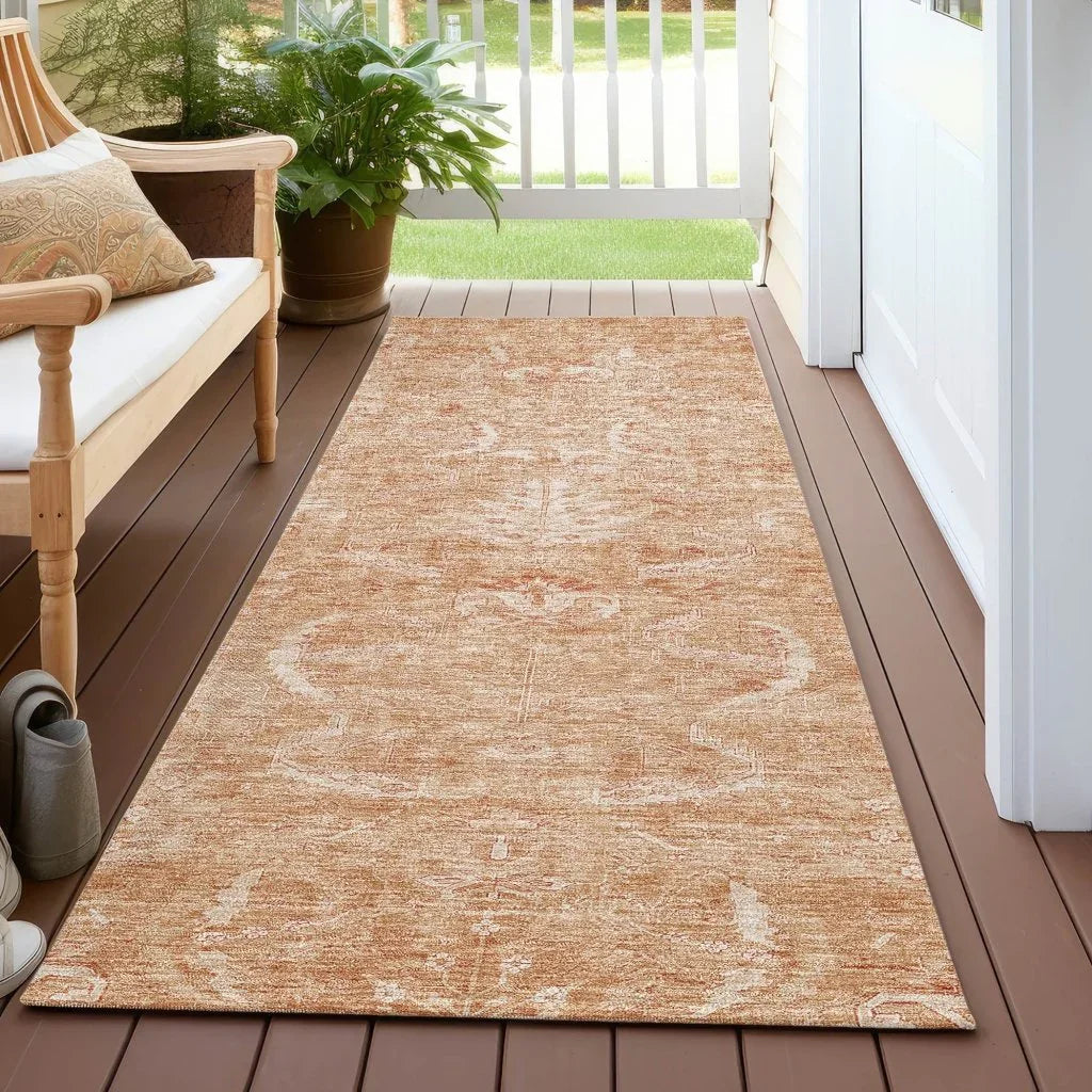 Dahana Orange Washable Indoor-Outdoor Rug-Outdoor Rugs-LOOMLAN Rugs-LOOMLAN