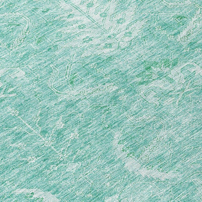 Dahana Teal Washable Indoor-Outdoor Rug-Outdoor Rugs-LOOMLAN Rugs-LOOMLAN