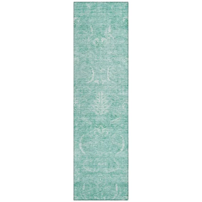 Dahana Teal Washable Indoor-Outdoor Rug-Outdoor Rugs-LOOMLAN Rugs-2'3" x 7'6"-LOOMLAN