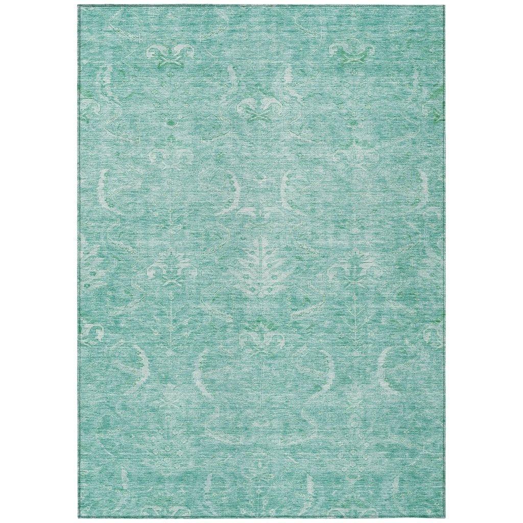 Dahana Teal Washable Indoor-Outdoor Rug-Outdoor Rugs-LOOMLAN Rugs-2'6" x 3'10"-LOOMLAN