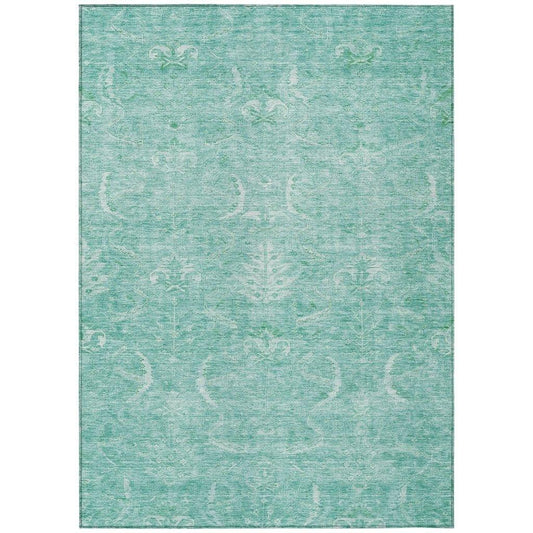 Dahana Teal Washable Indoor-Outdoor Rug-Outdoor Rugs-LOOMLAN Rugs-2'6" x 3'10"-LOOMLAN