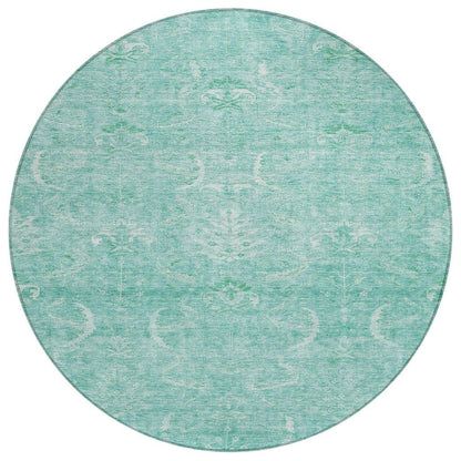 Dahana Teal Washable Indoor-Outdoor Rug-Outdoor Rugs-LOOMLAN Rugs-8' x 8'-LOOMLAN