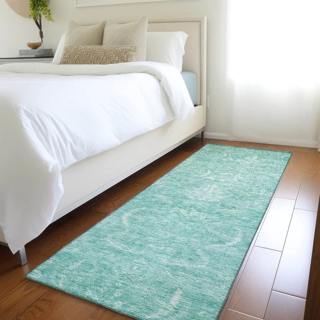 Dahana Teal Washable Indoor-Outdoor Rug-Outdoor Rugs-LOOMLAN Rugs-LOOMLAN