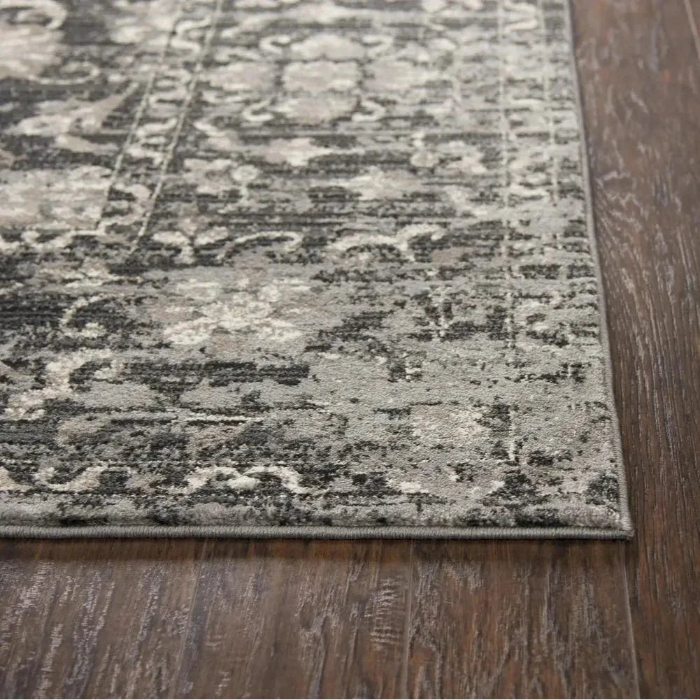 Dahl Floral Distress Gray Kitchen Hallway Runner Rug - LOOMLAN - LOOMLAN - Area Rugs
