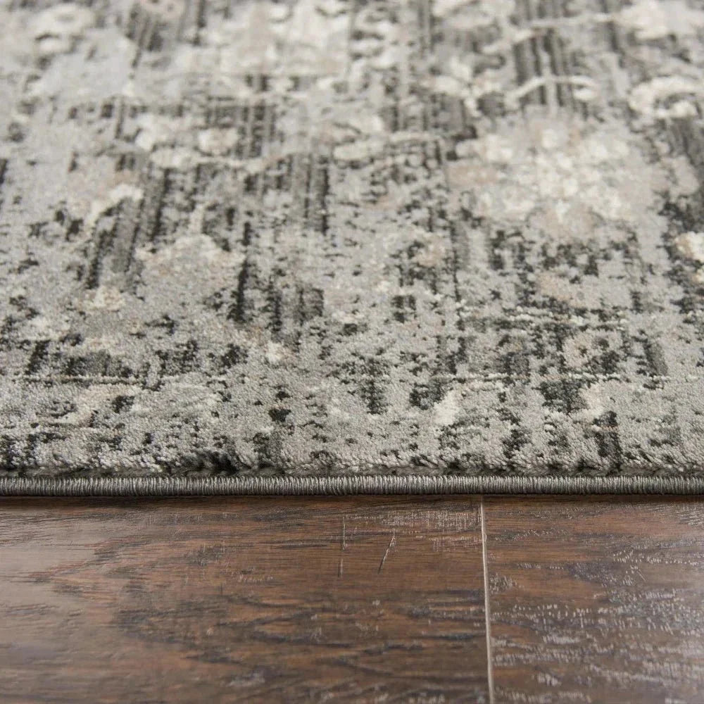 Dahl Floral Distress Gray Kitchen Hallway Runner Rug - LOOMLAN - LOOMLAN - Area Rugs
