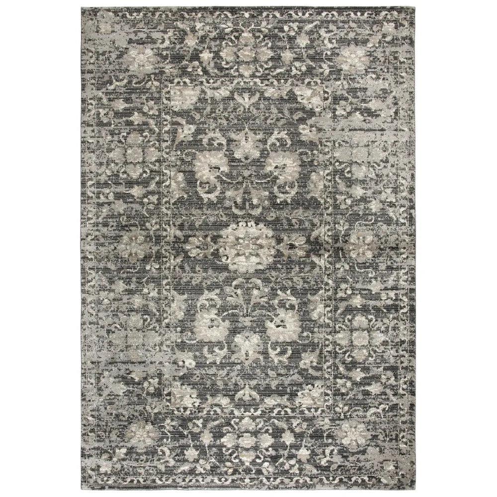 Dahl Floral Distress Gray Kitchen Hallway Runner Rug - LOOMLAN - LOOMLAN - Area Rugs