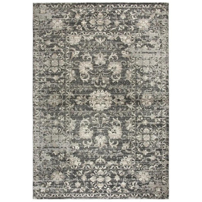 Dahl Floral Distress Gray Kitchen Hallway Runner Rug - LOOMLAN - LOOMLAN - Area Rugs
