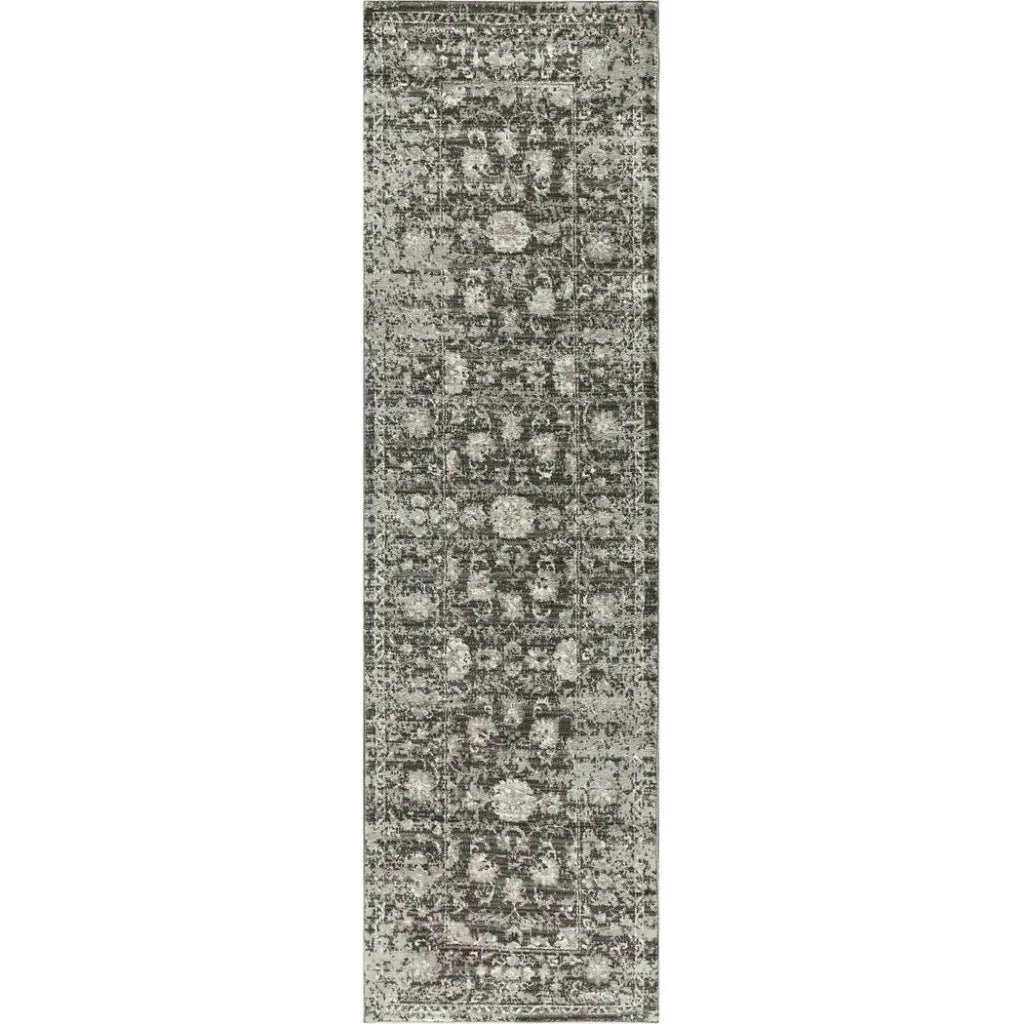 Dahl Floral Distress Gray Kitchen Hallway Runner Rug - LOOMLAN - LOOMLAN - Area Rugs