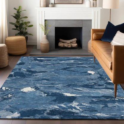Dahlina Blue Washable Indoor - Outdoor Rug - LOOMLAN - LOOMLAN Rugs - Outdoor Rugs