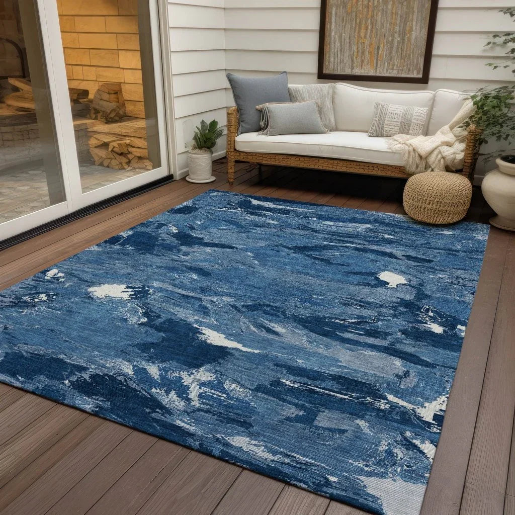 Dahlina Blue Washable Indoor - Outdoor Rug - LOOMLAN - LOOMLAN Rugs - Outdoor Rugs