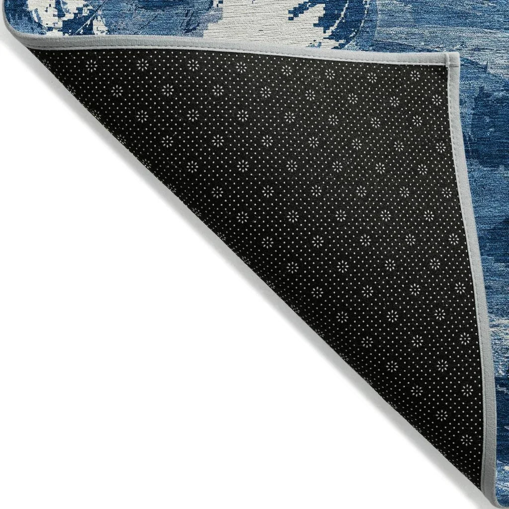 Dahlina Blue Washable Indoor - Outdoor Rug - LOOMLAN - LOOMLAN Rugs - Outdoor Rugs