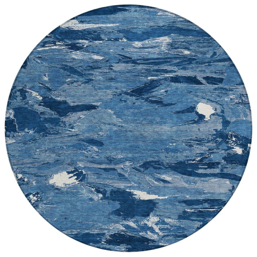 Dahlina Blue Washable Indoor - Outdoor Rug - LOOMLAN - LOOMLAN Rugs - Outdoor Rugs