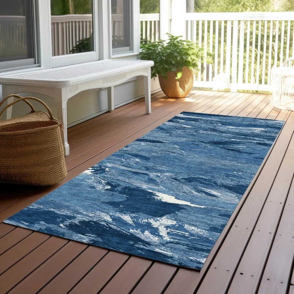 Dahlina Blue Washable Indoor - Outdoor Rug - LOOMLAN - LOOMLAN Rugs - Outdoor Rugs
