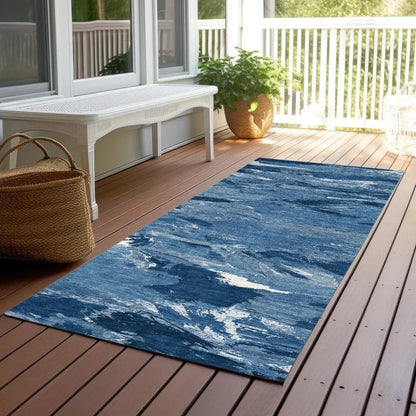 Dahlina Blue Washable Indoor - Outdoor Rug - LOOMLAN - LOOMLAN Rugs - Outdoor Rugs