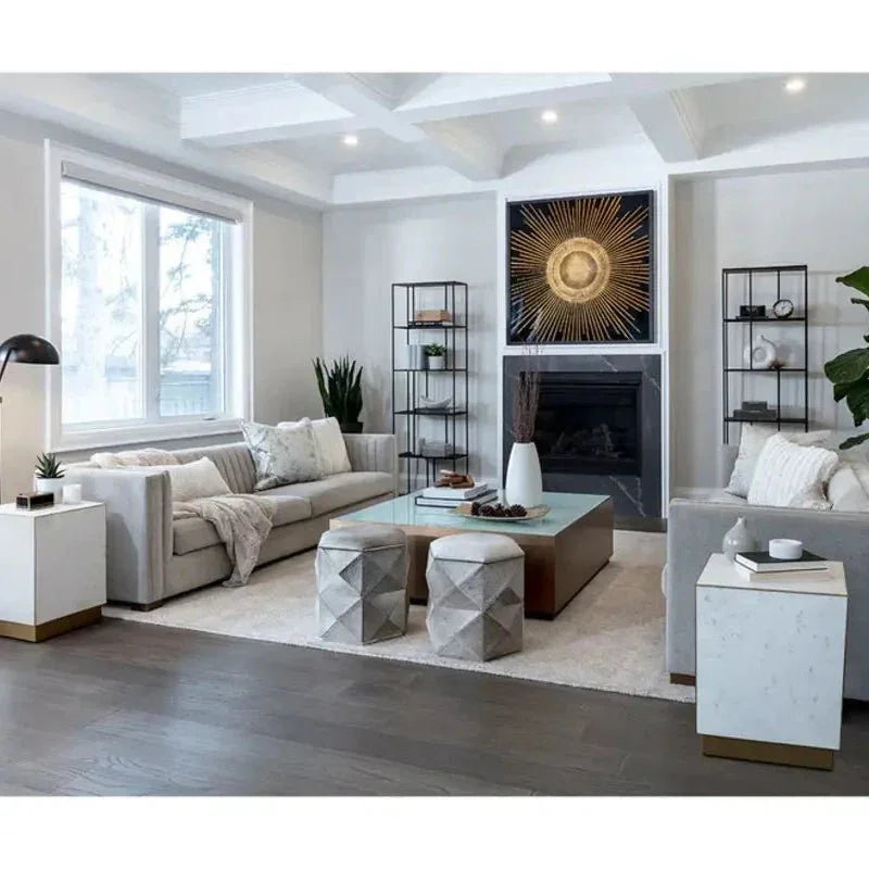 Daines White Marble Square End Table - LOOMLAN - SUNPAN - Side Tables