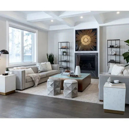 Daines White Marble Square End Table - LOOMLAN - SUNPAN - Side Tables