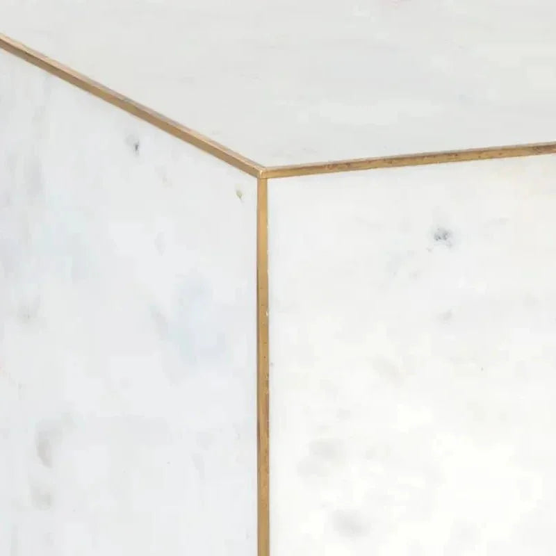 Daines White Marble Square End Table - LOOMLAN - SUNPAN - Side Tables