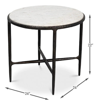Dakor Iron Framed Black Side Table - LOOMLAN - Sarreid - Side Tables