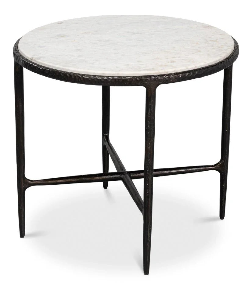 Dakor Iron Framed Black Side Table - LOOMLAN - Sarreid - Side Tables