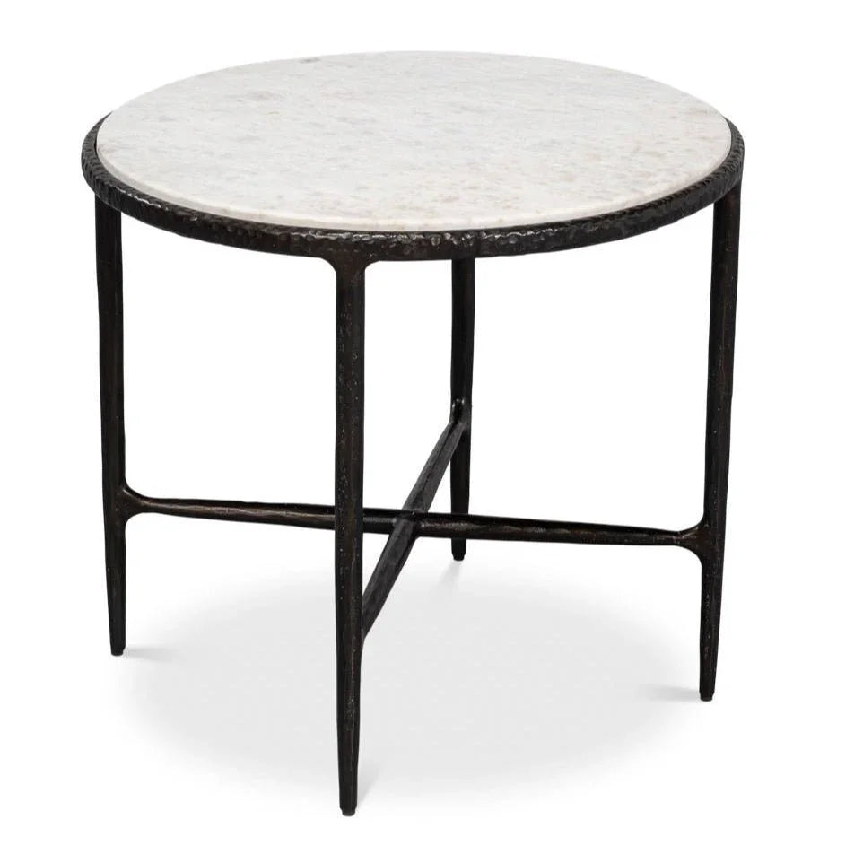 Dakor Iron Framed Black Side Table - LOOMLAN - Sarreid - Side Tables