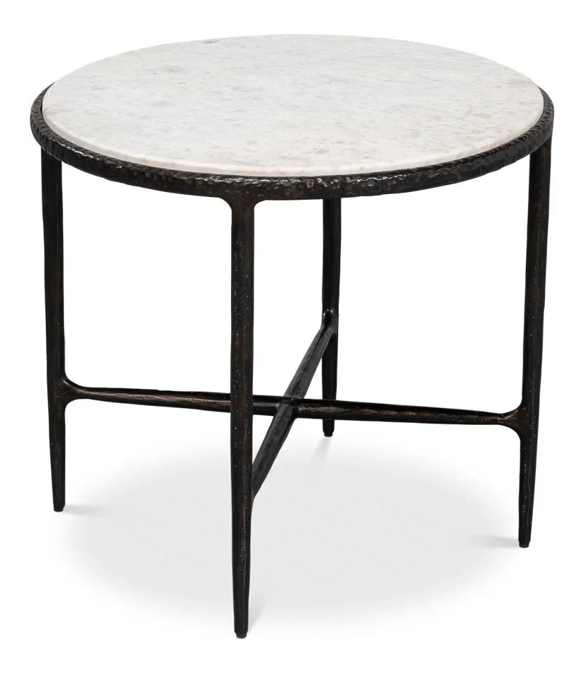 Dakor Iron Framed Black Side Table - LOOMLAN - Sarreid - Side Tables
